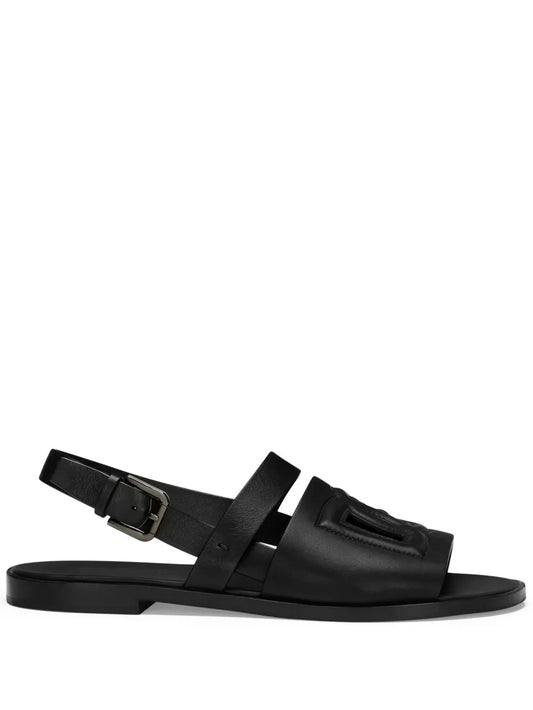 Dolce & Gabbana logo-embossed leather slides