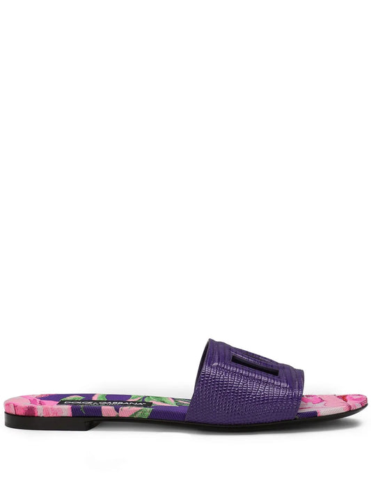 Dolce & Gabbana DG lizard-effect leather slides