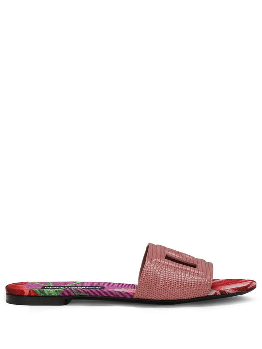 Dolce & Gabbana DG lizard-effect leather slides