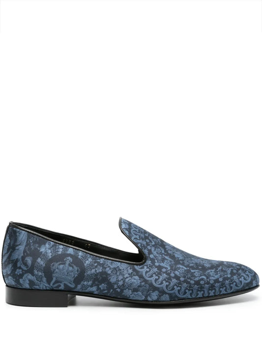 Versace Barocco-print silk slippers