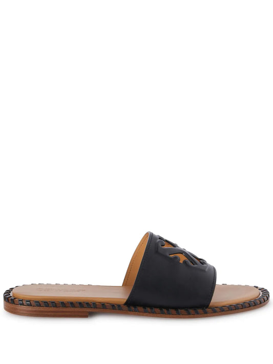 Off-White Twist Arrow-embossed leather slides