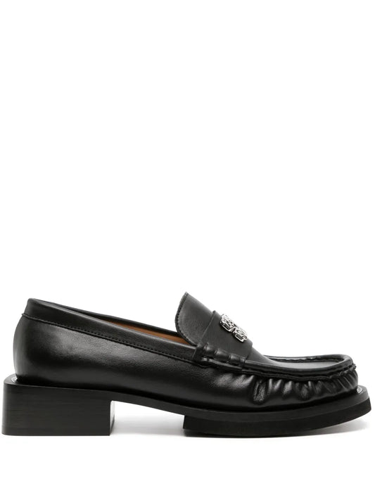 GANNI Butterfly-plaque faux-leather loafers
