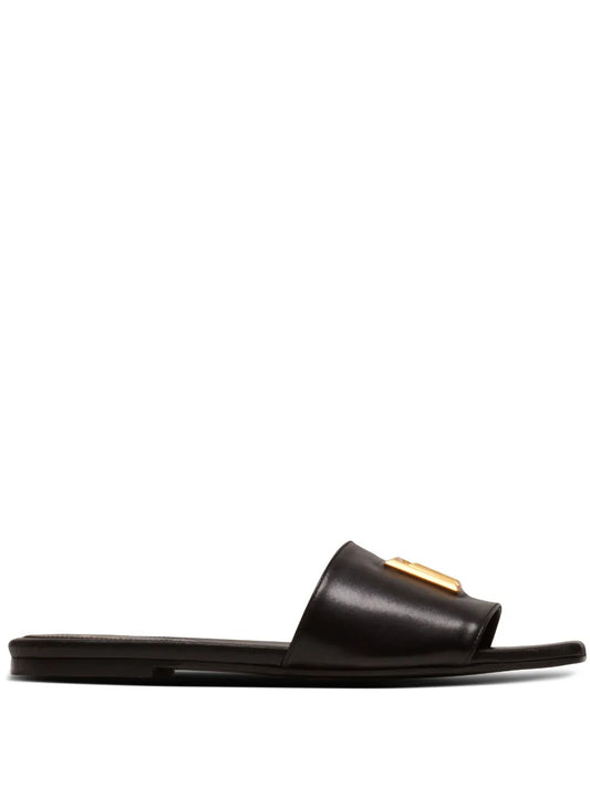 Balmain Dafne logo-plaque leather slides