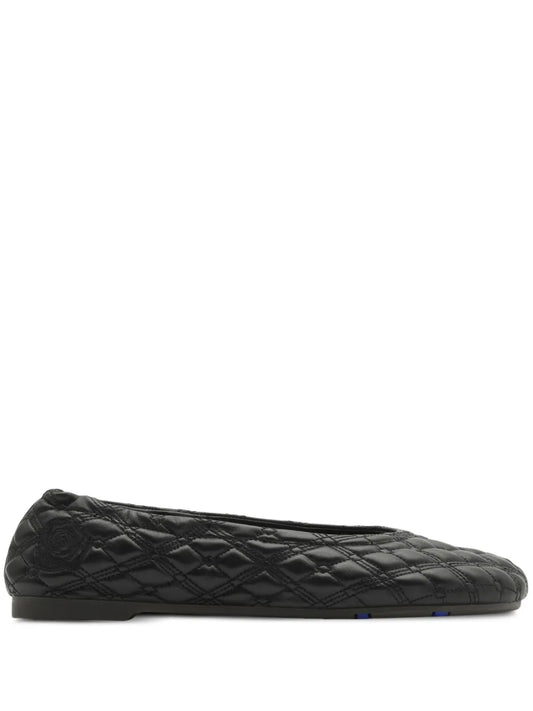 Burberry Equestrian Knight-embroidered leather ballerina shoes 