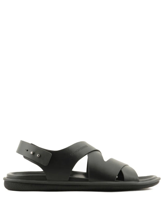 Giorgio Armani logo-debossed leather sandals