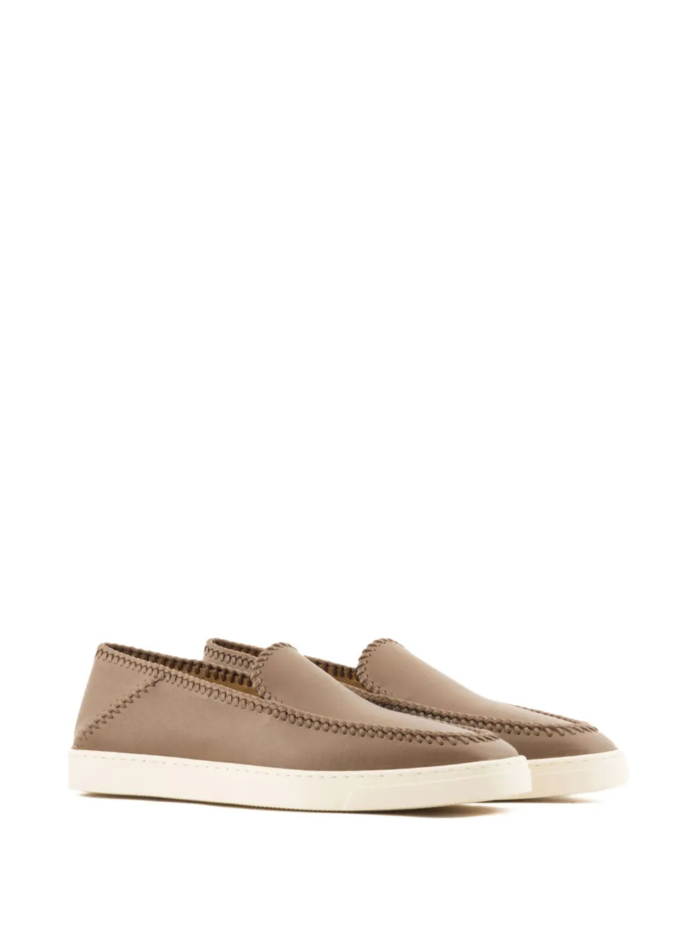 Giorgio Armani whipstitch-embellished leather sneakers