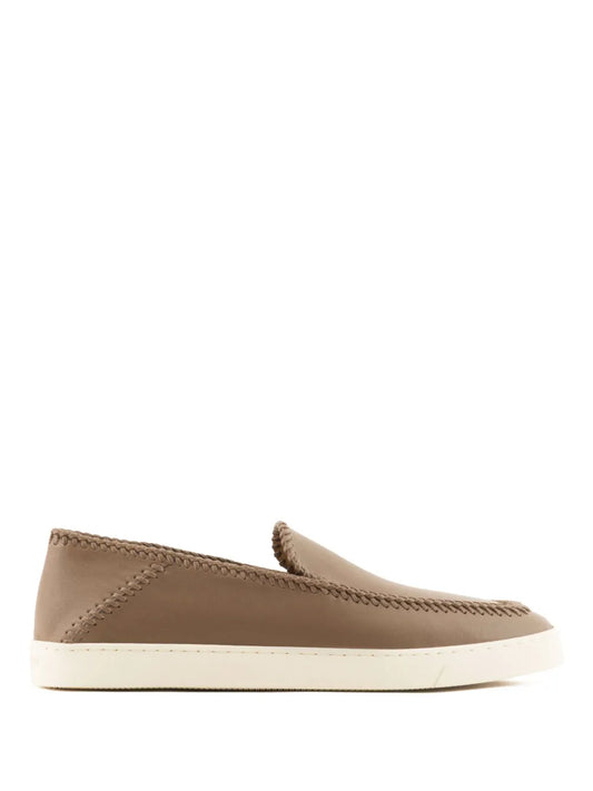 Giorgio Armani whipstitch-embellished leather sneakers