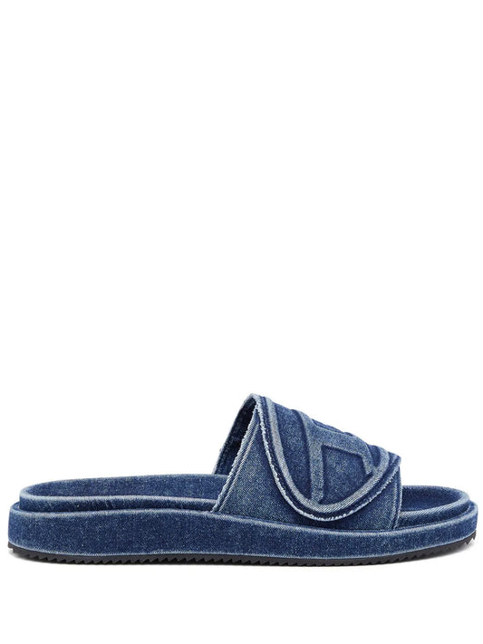 Diesel Sa-Slide D Oval logo-embossed slides