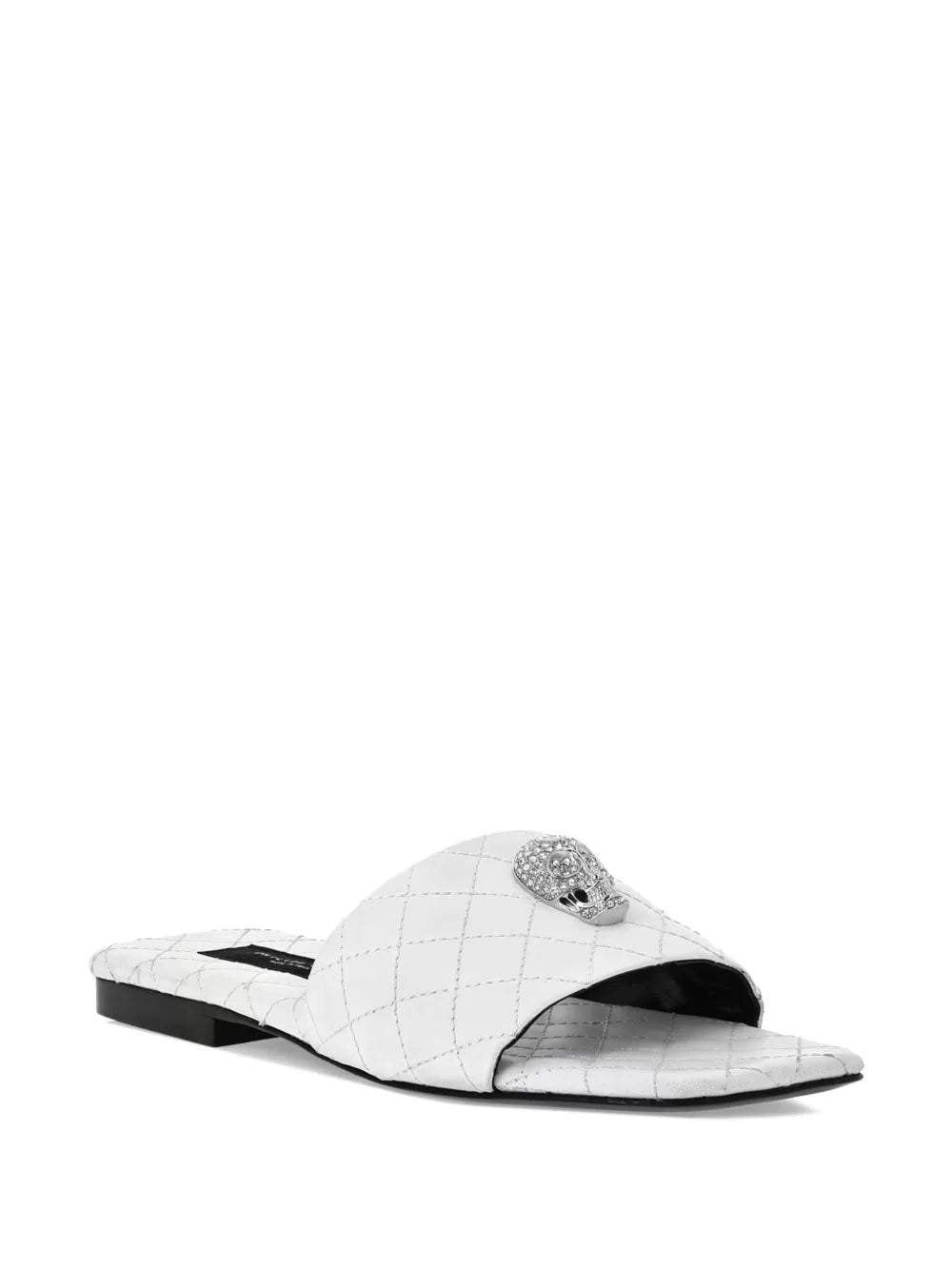 Philipp Plein skull-embellished quilted leather slides