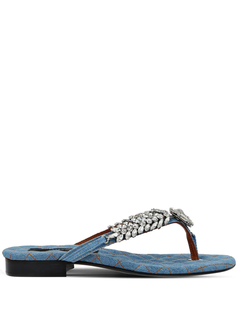 Philipp Plein crystal-embellished denim flip-flops