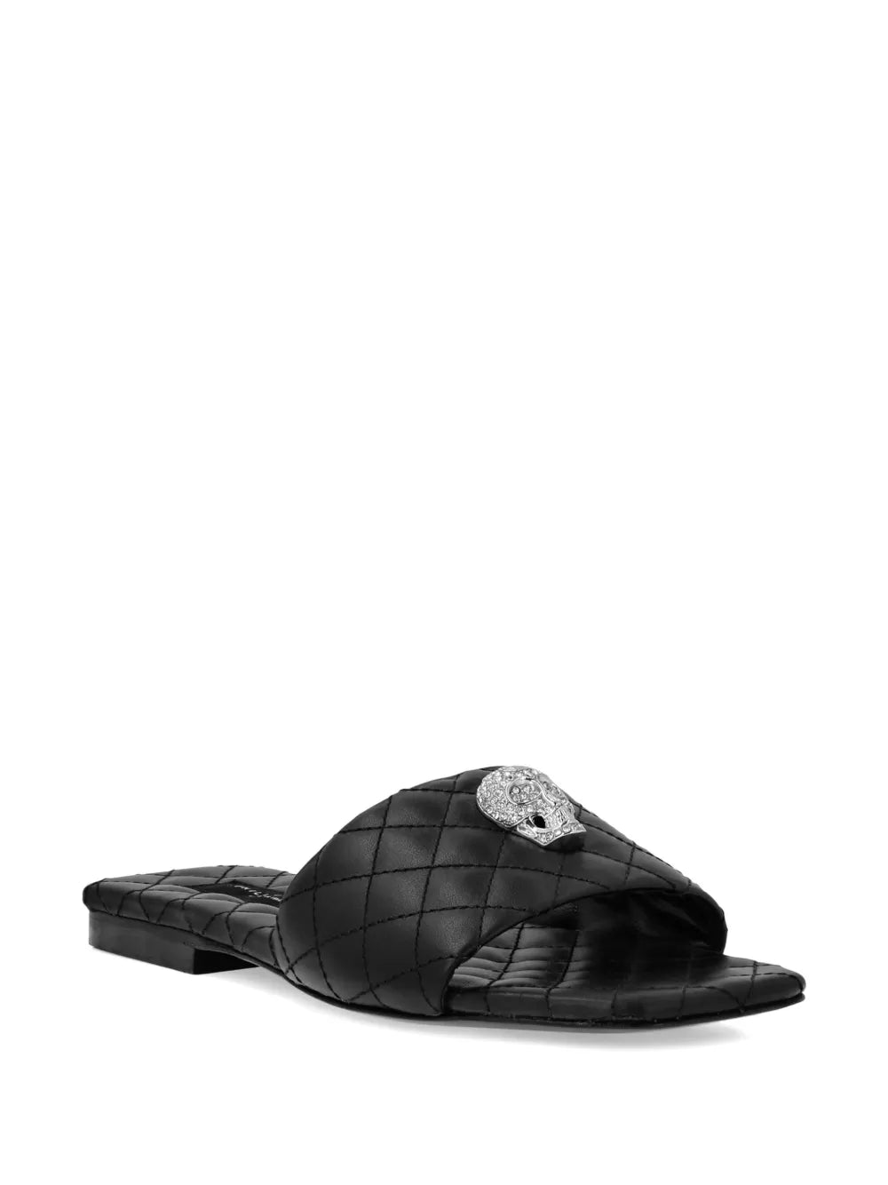 Philipp Plein skull-embellished quilted leather slides