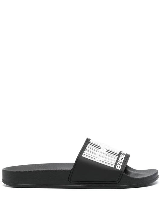 VTMNTS barcode-print appliqué-logo slides