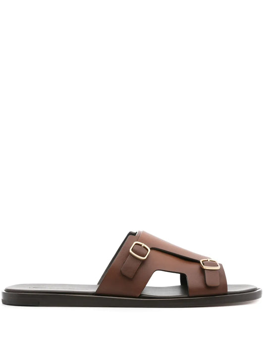 Santoni double-buckle leather sandals