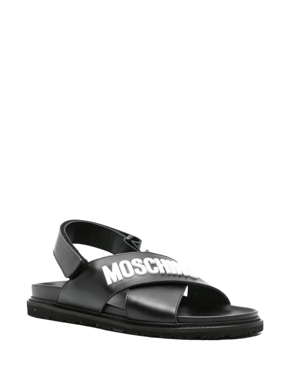 Moschino logo-plaque leather sandals