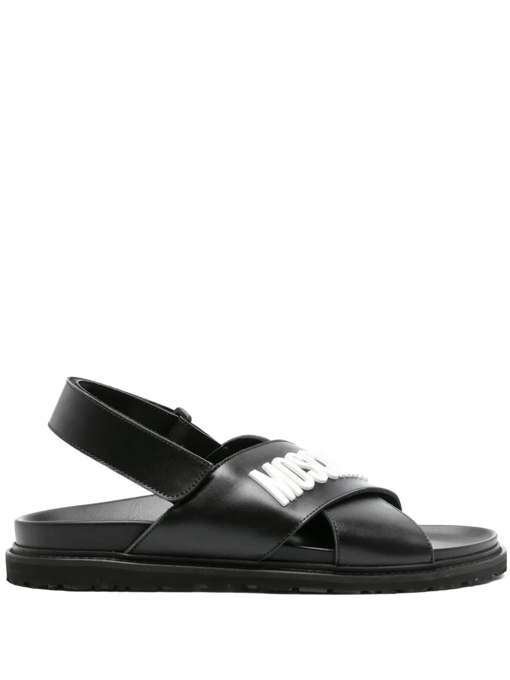 Moschino logo-plaque leather sandals