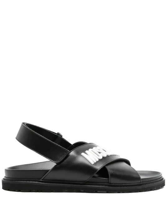 Moschino logo-plaque leather sandals