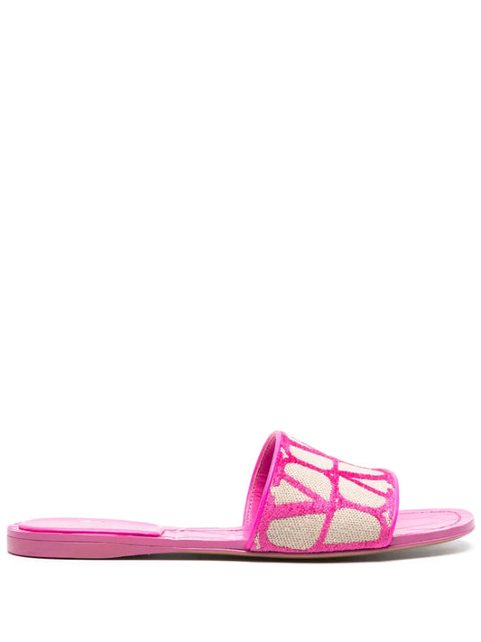 Valentino Garavani Toile Iconographe leather slides