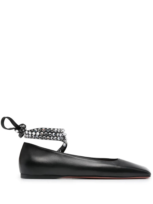 Amina Muaddi Ane leather ballerina shoes