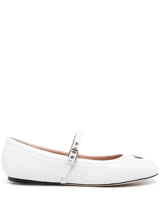 Moschino logo-lettering ballerina shoes