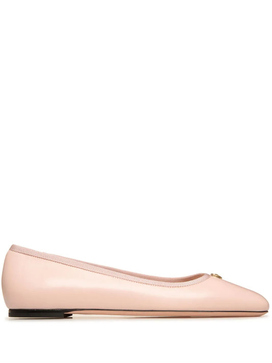 Bally Emblem-plaque leather ballerina shoes