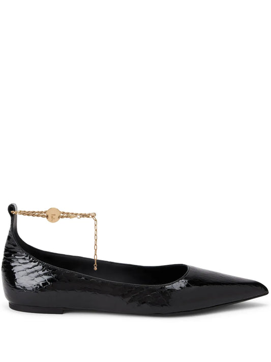 Ferragamo ankle-chain leather ballerinas 
