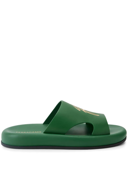 Ferragamo logo-embossed leather slides
