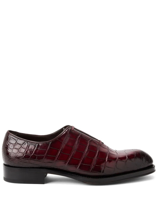 Ferragamo embossed crocodile effect leather oxford shoes