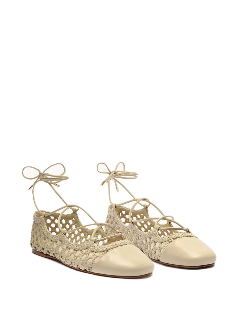 Alexandre Birman Ballerina Tresse woven leather lace-up ballerina shoes