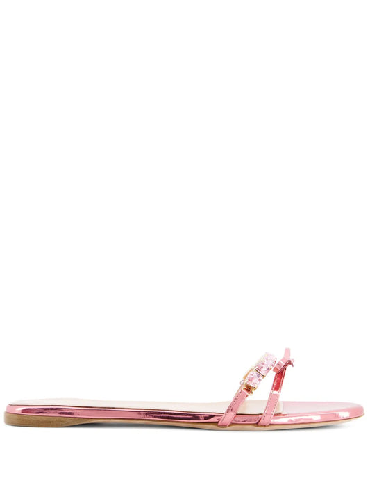 Giambattista Valli crystal-embellished leather slides 