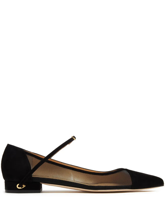 Jennifer Chamandi mesh-detail suede ballerinas