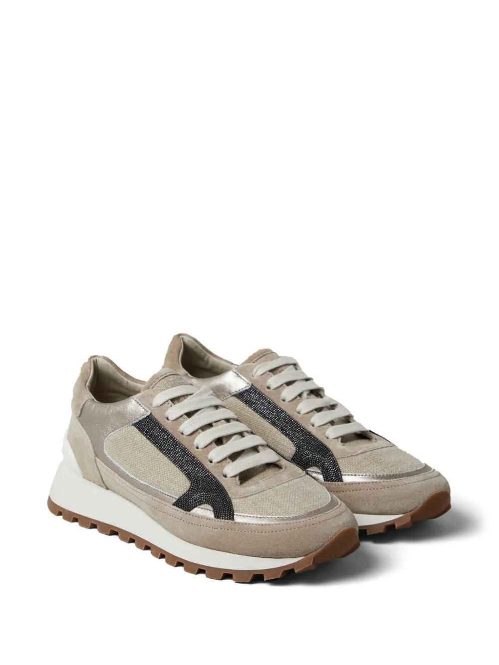 Brunello Cucinelli Monili-embellished panelled sneakers