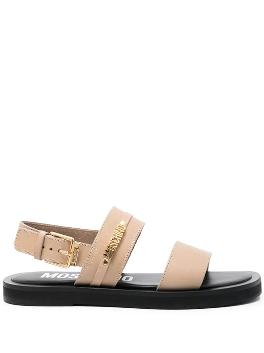 Moschino logo-lettering leather sandals