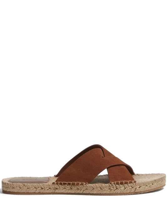 Zegna crossover-strap suede sandals