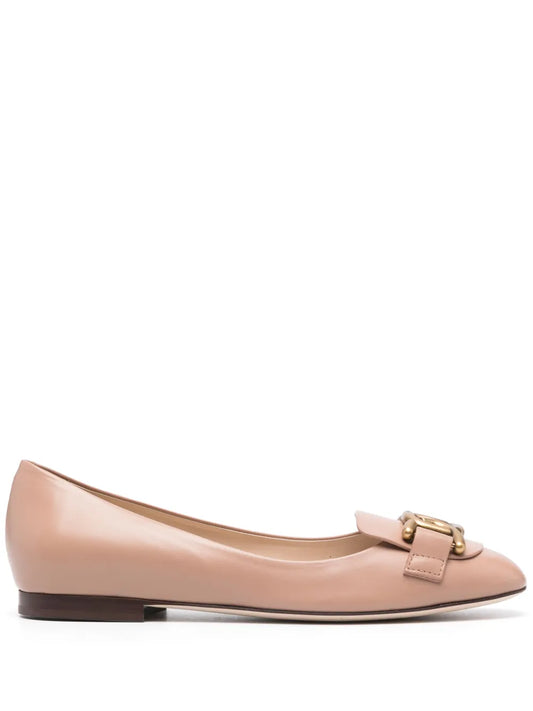 Tod's chain-embellished leather ballerina shoes