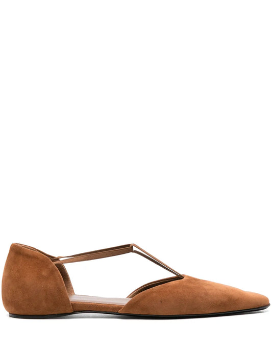 TOTEME The T-Strap suede ballerina shoes