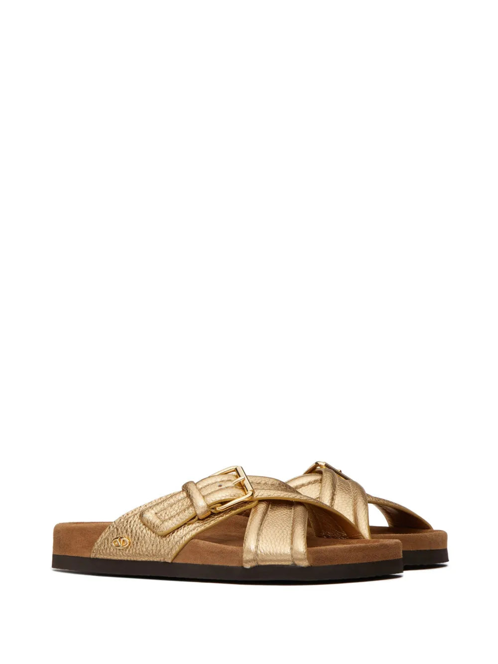 Valentino Garavani crossover-strap leather slides 