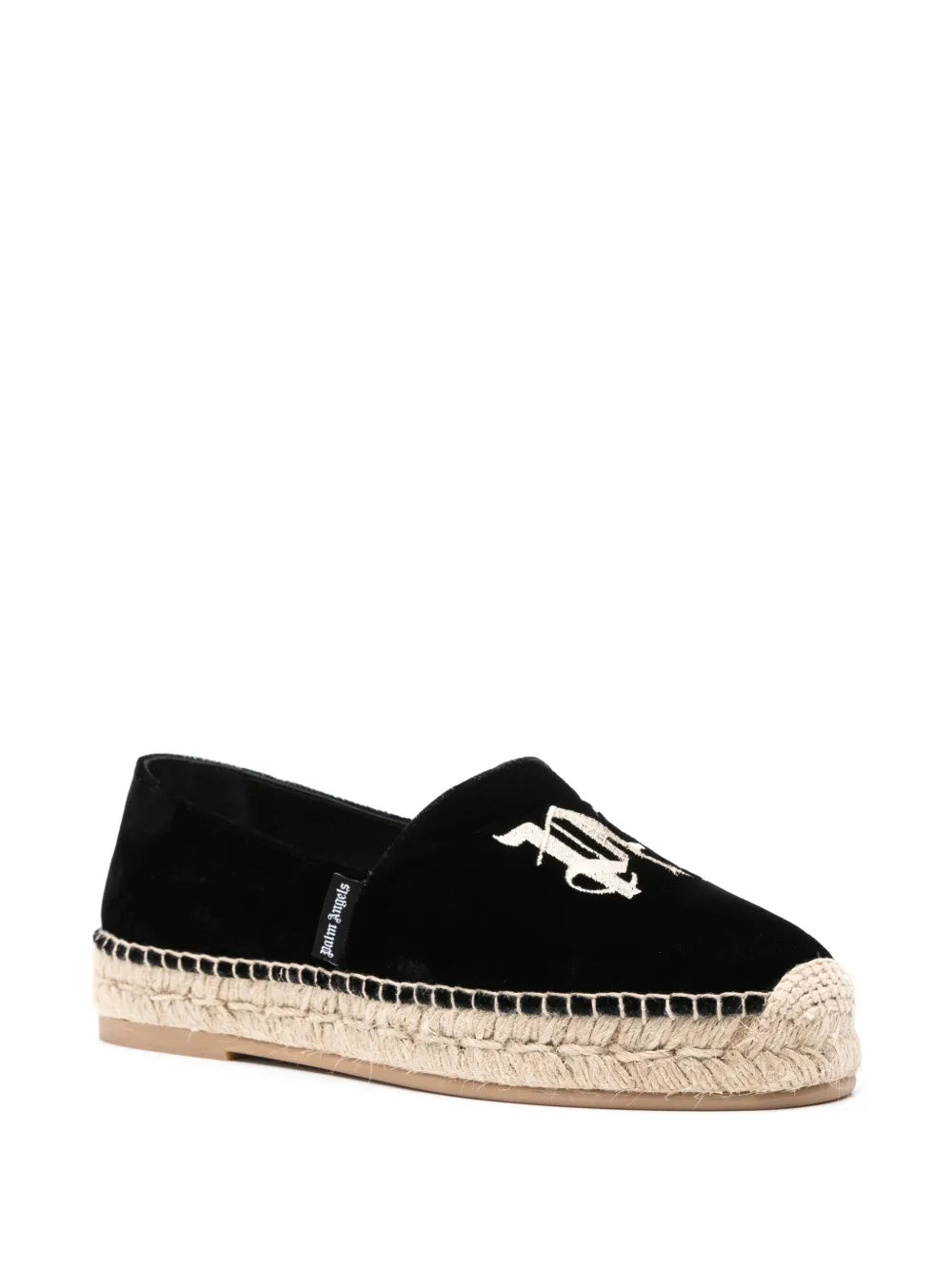 Palm Angels logo-embroidered velvet espadrilles
