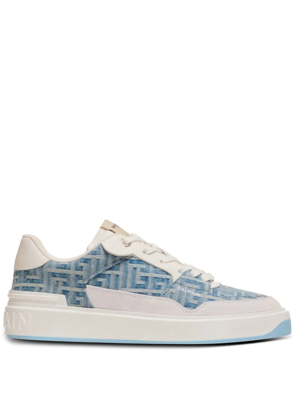 Balmain B-Court denim-panelled sneakers