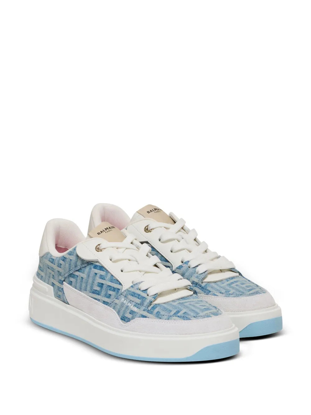 Balmain B-Court denim-panelled sneakers