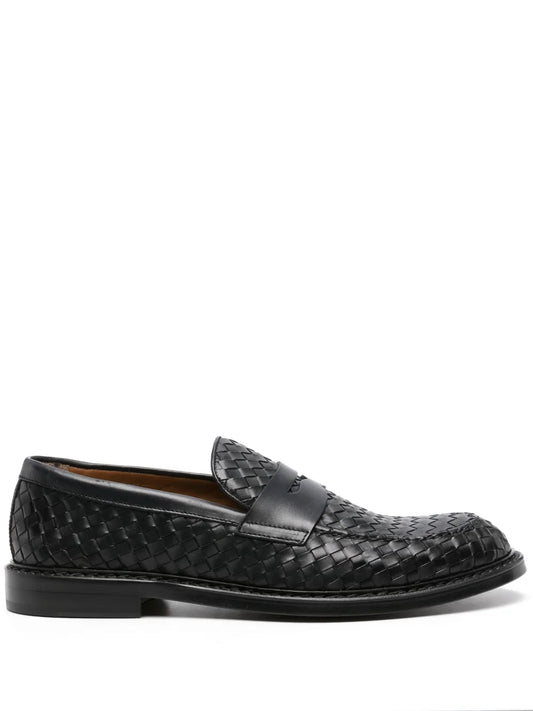 Doucal's interwoven leather penny loafers