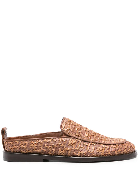 GCDS monogram-embossed raffia mules