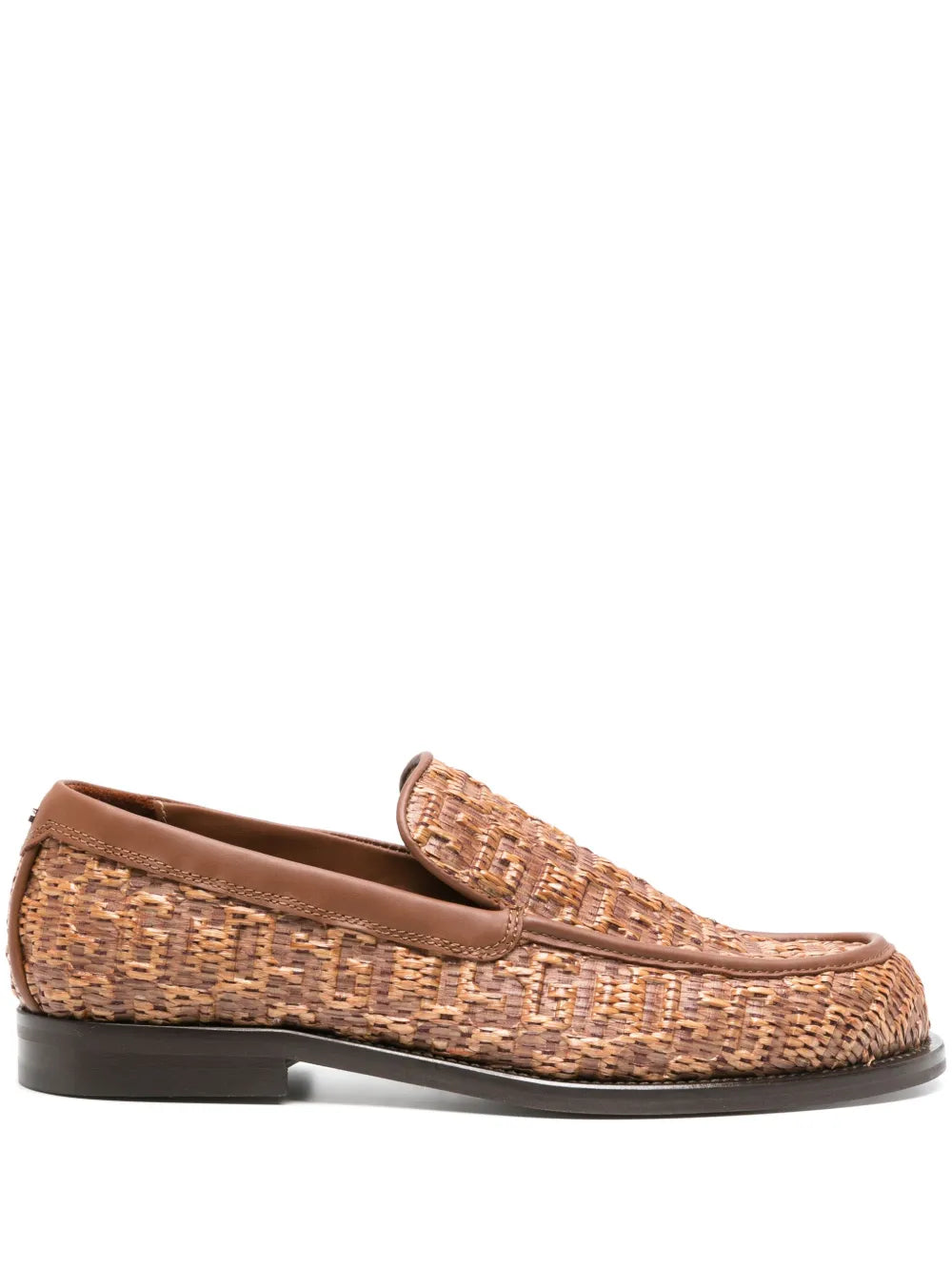 GCDS monogram-embossed raffia loafers