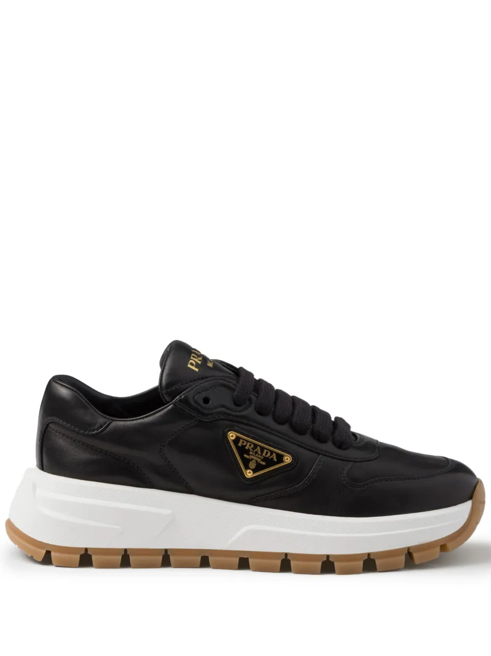 Prada triangle-logo leather sneakers
