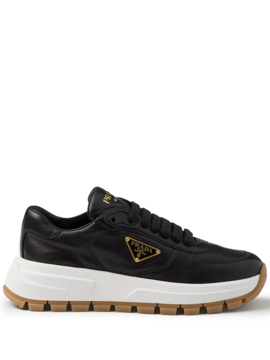 Prada triangle-logo leather sneakers