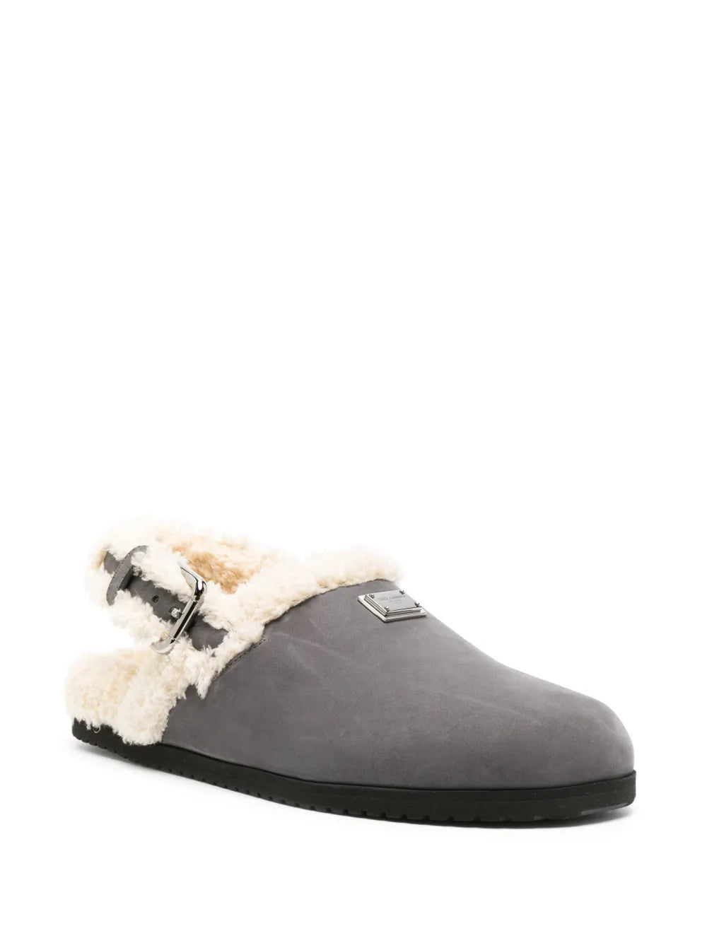 Dolce & Gabbana logo-plaque suede mules