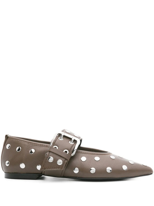 Bimba y Lola studded leather ballerina shoes