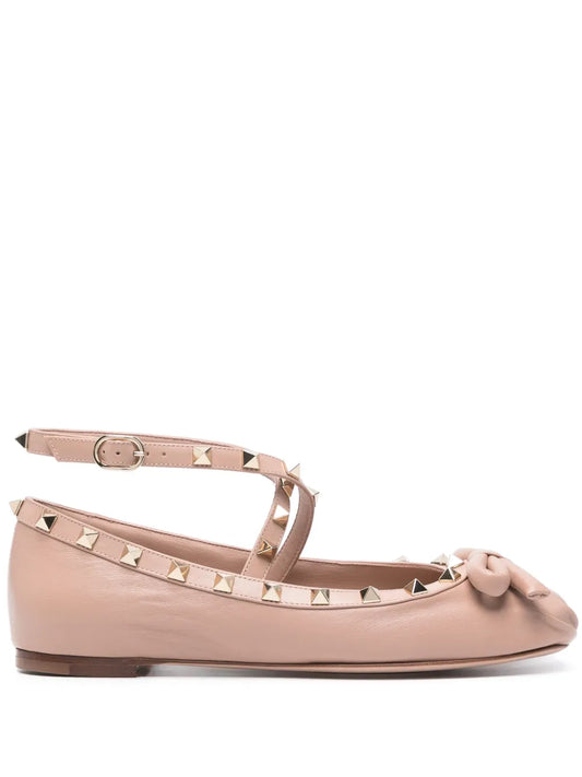 Valentino Garavani Rockstud leather ballerina shoes