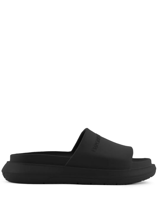 Emporio Armani logo-embossed flatform slides