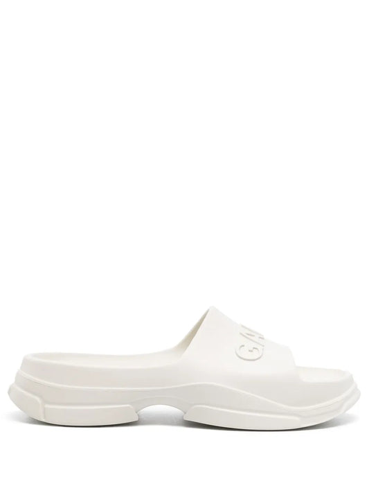 GANNI logo-embossed tonal-design slides