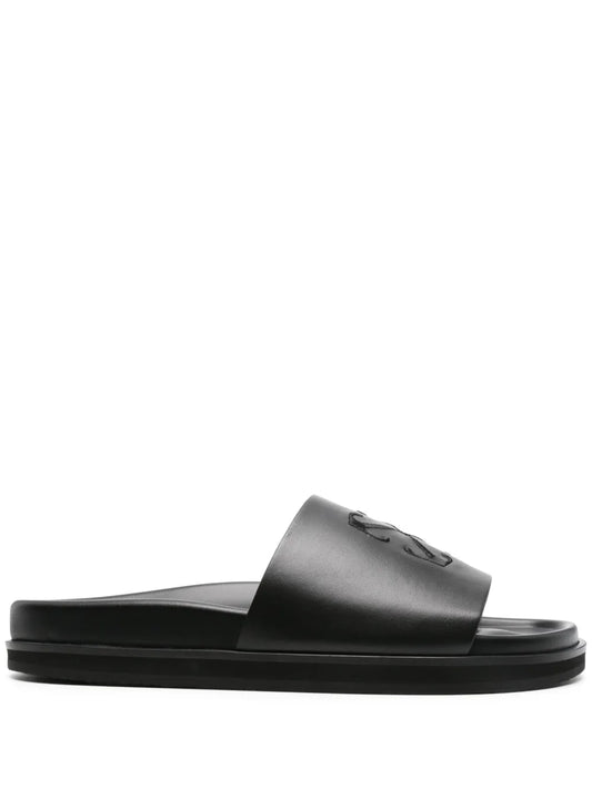 Off-White Arrows-embroidered leather slippers